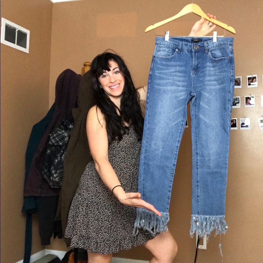 NWOT FOREVER 21 high waisted fringe jeans
